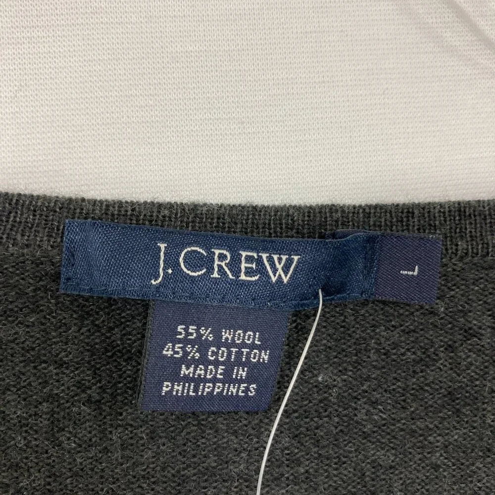 New J.‎ Crew Men's size Large Gray V neck Wool Blend Soft Cozy Sweater Preppy